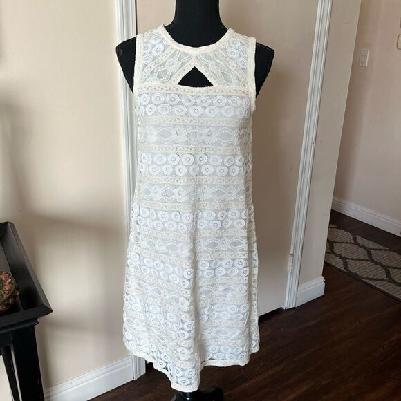 Max Studio 2 Tone Lace Dress Ivory/Ecru size XS - Picture 2 of 10